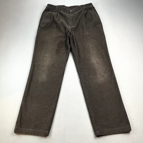 Vintage Towncraft Corduroy Pants Mens 36x32 Brown Chino Pleated Straight Leg 90s - Picture 1 of 13